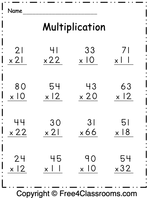  2 Digit Multiplication Worksheets 99Worksheets