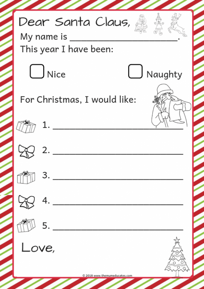 Free Printable Letters To Santa