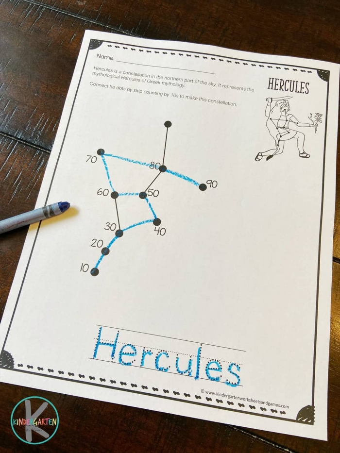 Free Skip Counting Constellations Worksheets