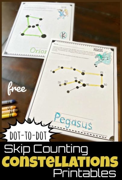 Free Skip Counting Constellations Worksheets