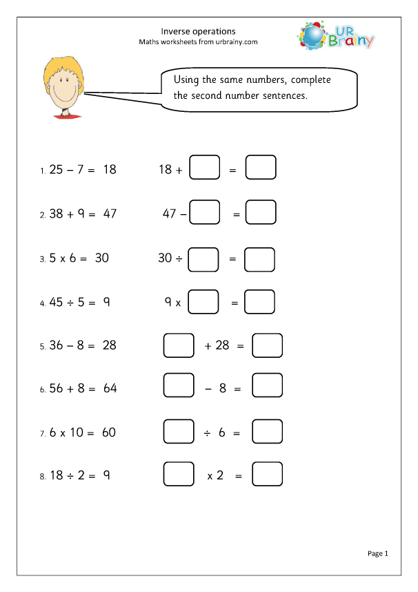 complete the inverse operation worksheets 99worksheets