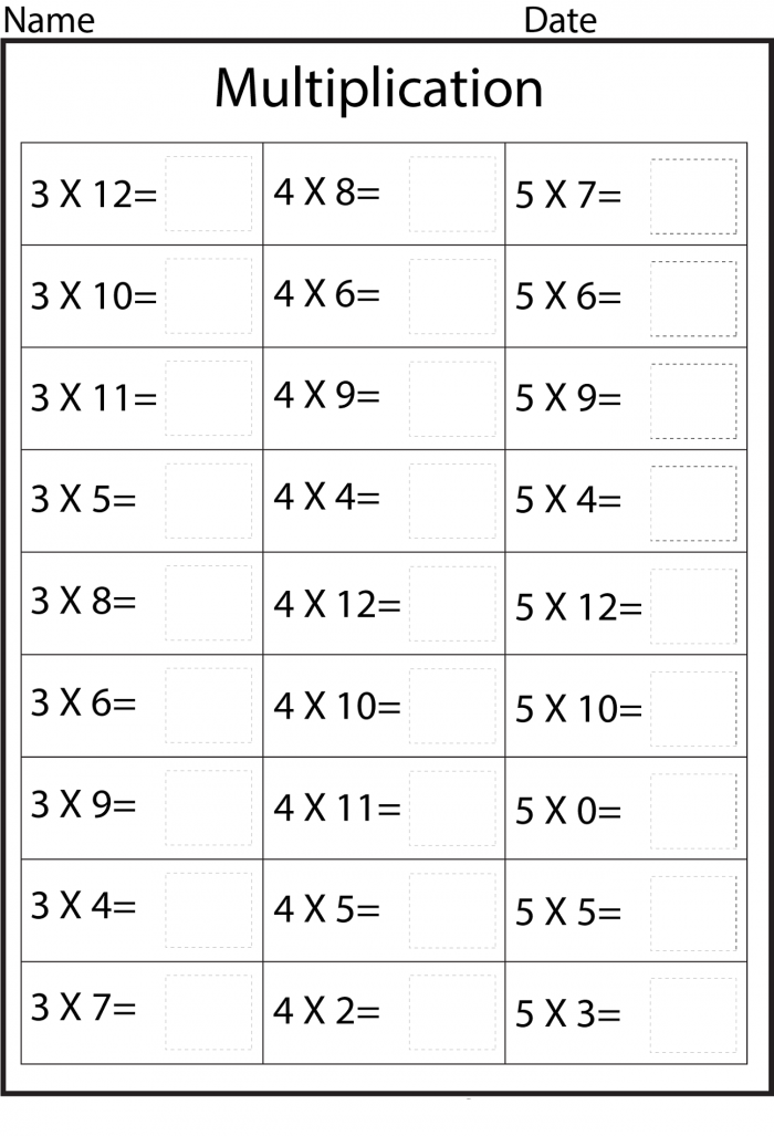 Math Time Tables Worksheets
