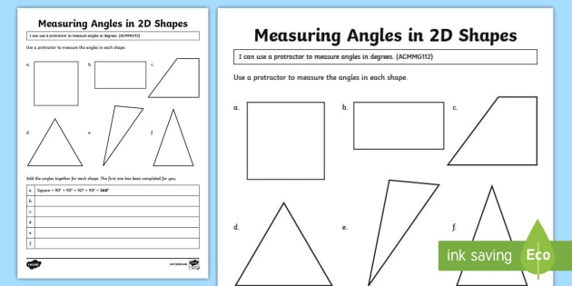 Measuring Angles In Shapes Worksheet  Worksheet