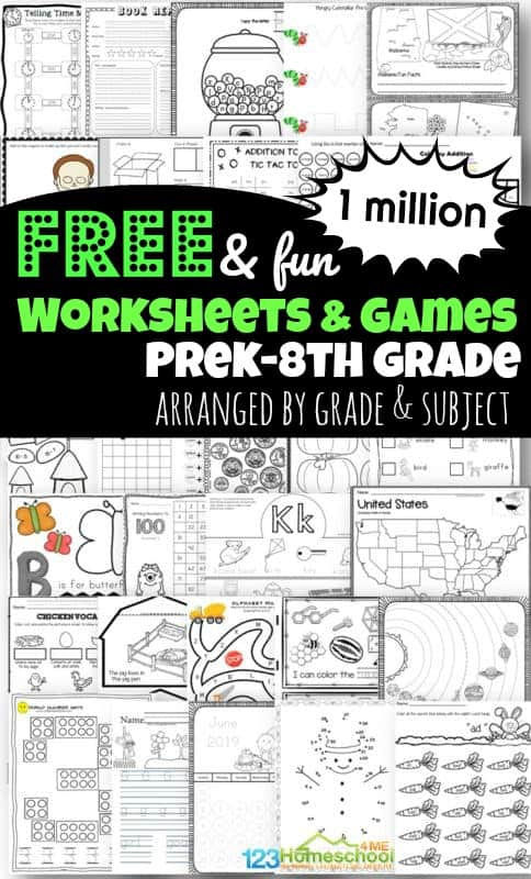 Million Free Worksheets For Kids