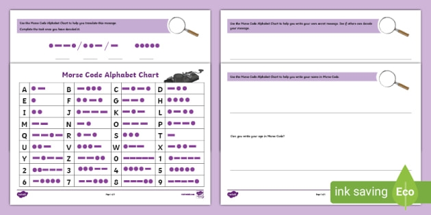 Morse Code Worksheets And Code