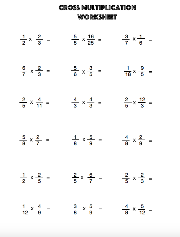 Cross Multiplication Practice Worksheet