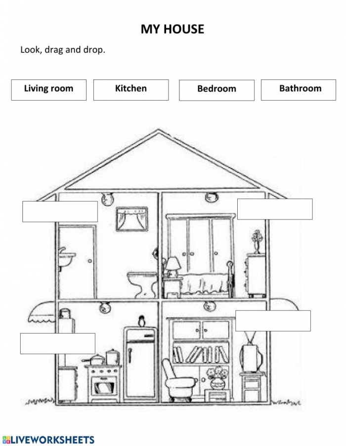 Rooms of the house  Kindergarten worksheets, Preschool worksheets,  Worksheets for kids