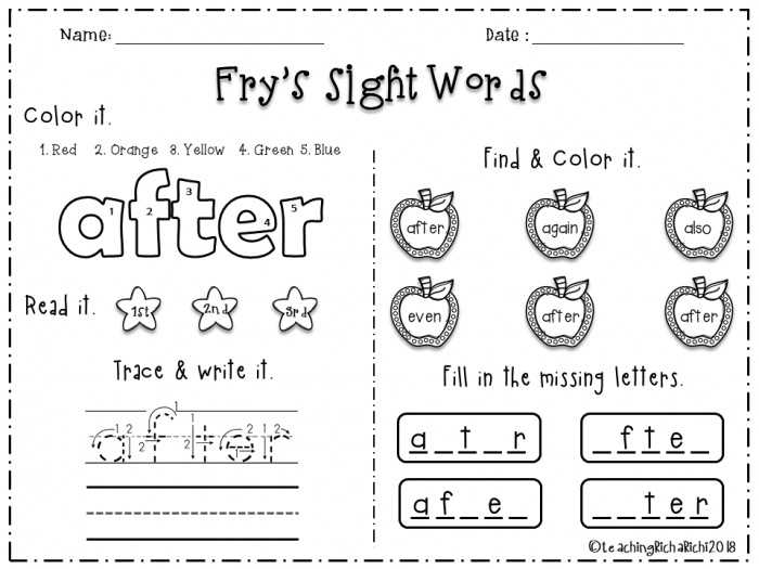 Nd  Fry Sight Words