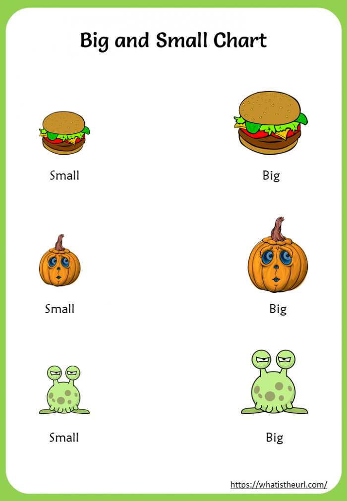 Printable Finding Big And Small Objects Charts And Worksheets