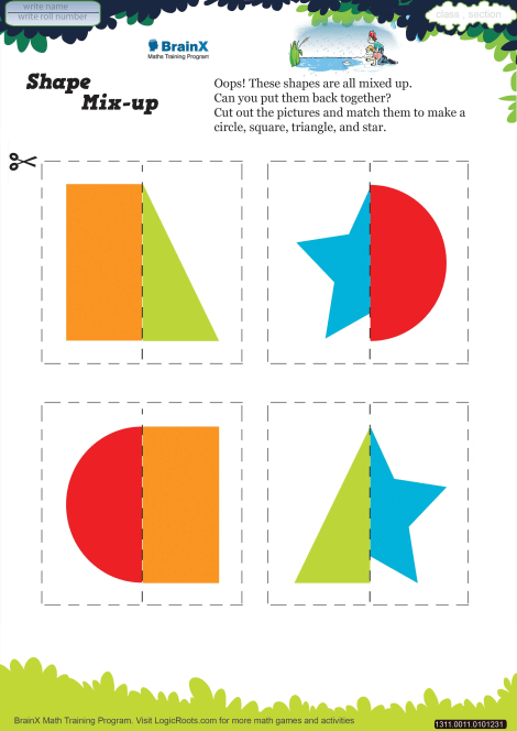 Shape Mix Up Math Worksheet For Kindergarten