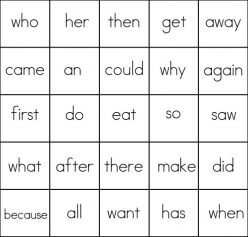 First Grade Sight Words Bingo Game #1