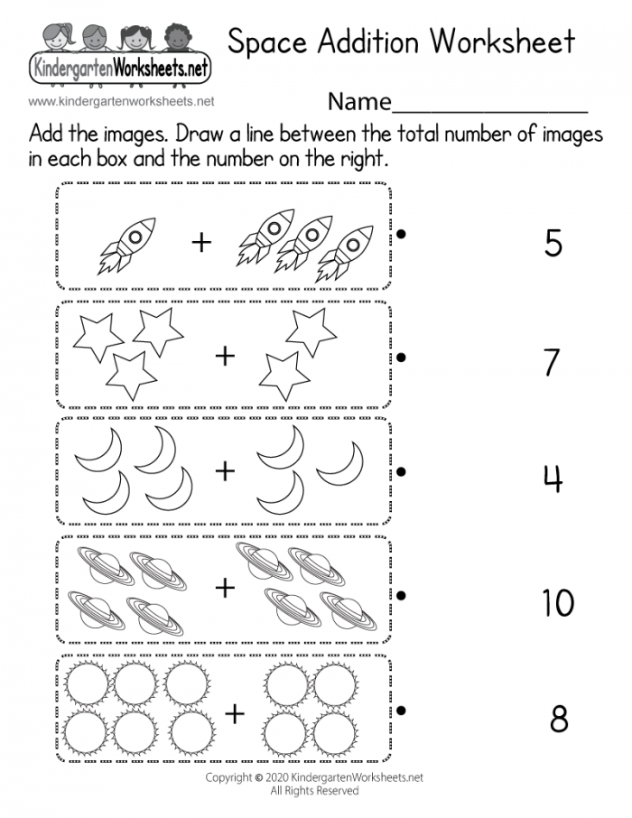 Space Addition Worksheet