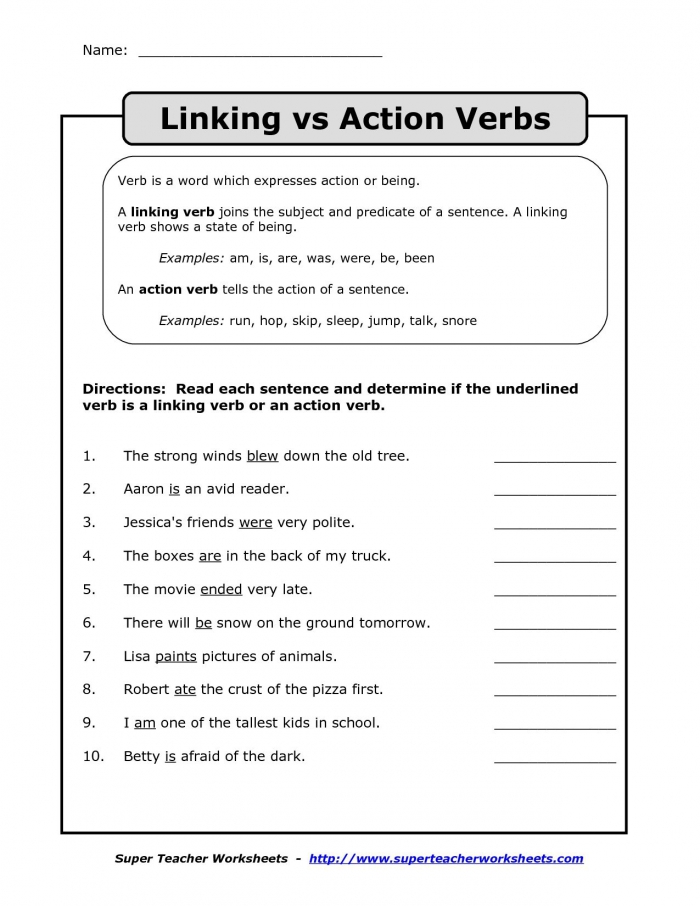 Helping Vs Linking Verbs Worksheets 99worksheets Action Helping 