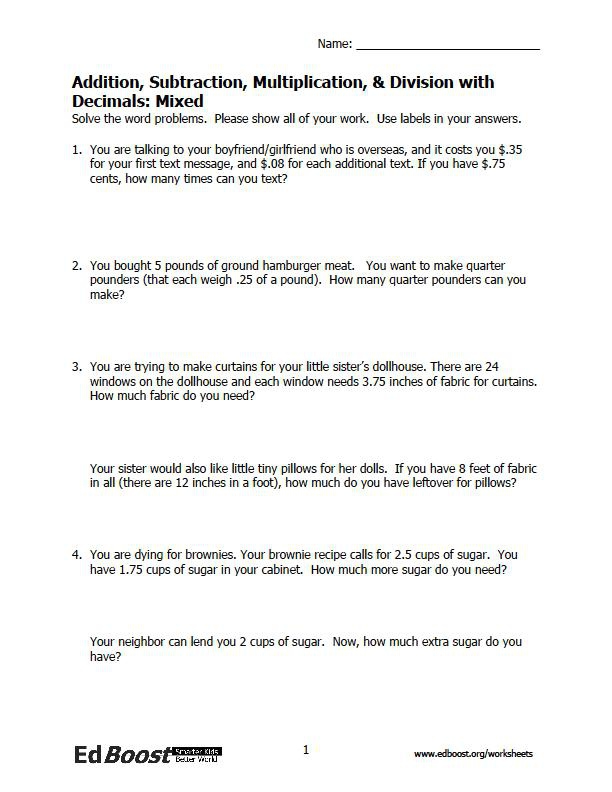 Wilderness Word Problems Worksheets | 99Worksheets