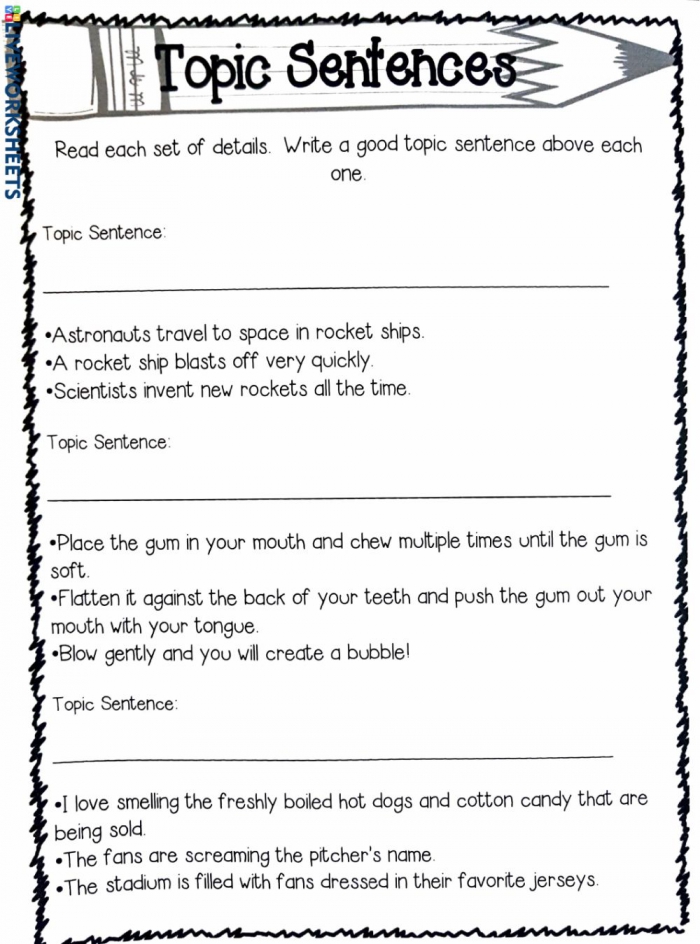 Writing Topic And Concluding Sentences Worksheets