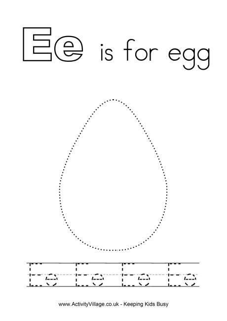 Tracing Alphabet E Is For Egg Handwriting Practice Sheet
