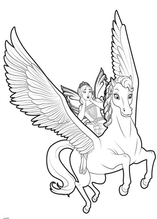 Unicorn Coloring Pages Flying With Fairy