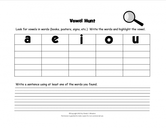 Vowel Hunt Game Kids Have Fun Finding Words With Short Vowel
