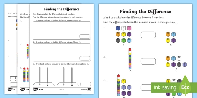 Year  Finding The Difference Differentiated Worksheet  Activity