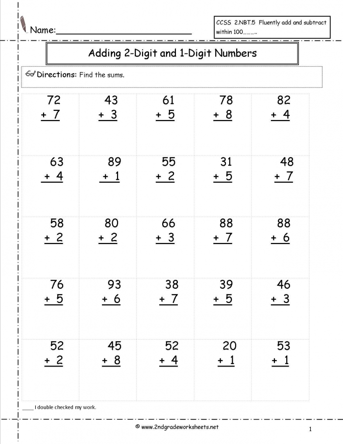 Adding Two Digit And One Digit Numbers