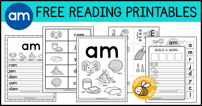 Am Word Family Worksheets