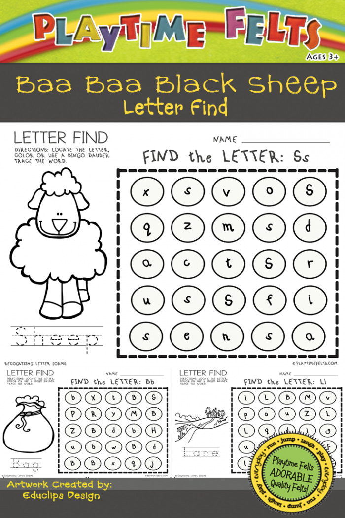 Baa Baa Black Sheep Activity Worksheets For Preschool By Playtime