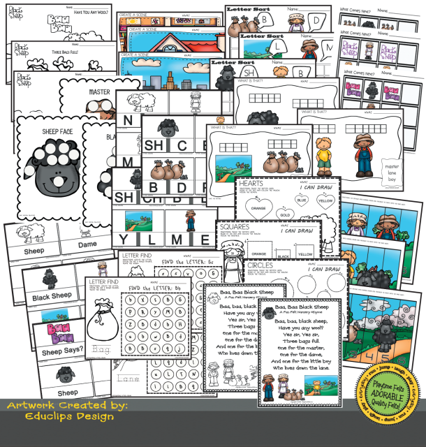 Baa Baa Black Sheep Activity Worksheets For Preschool By Playtime