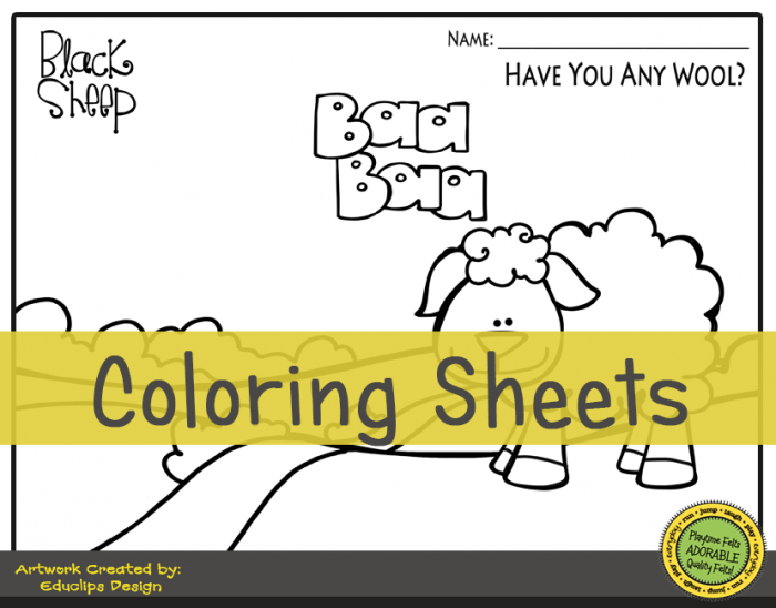 Baa Baa Black Sheep Activity Worksheets For Preschool By Playtime