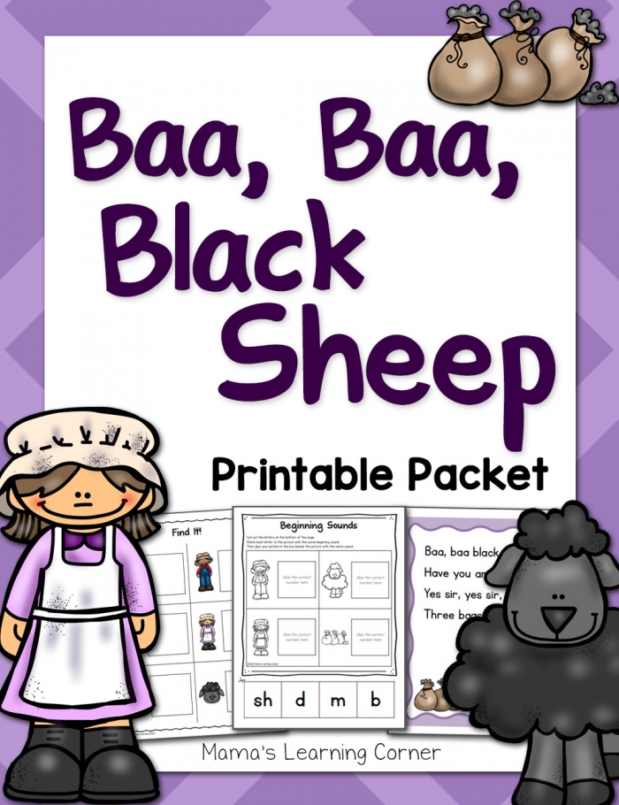 Baa Baa Black Sheep Nursery Rhyme Packet