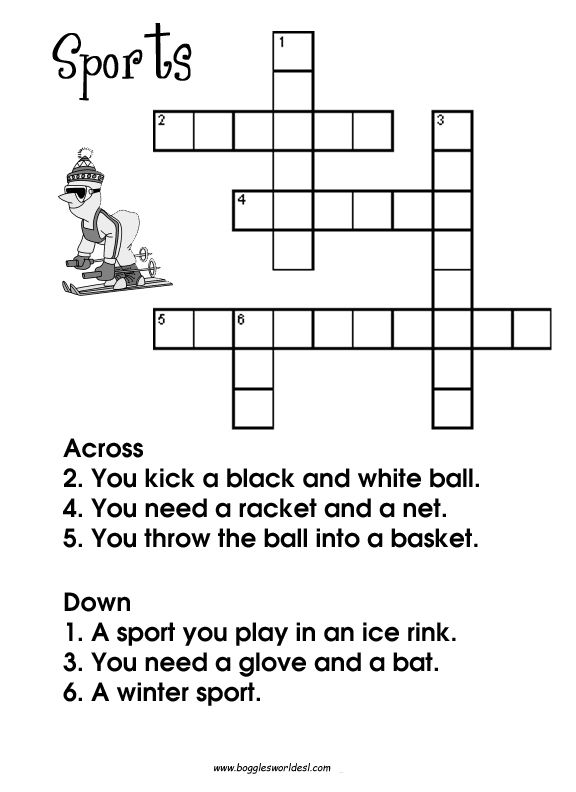 Summer Sports Crossword Puzzle Worksheets 99Worksheets