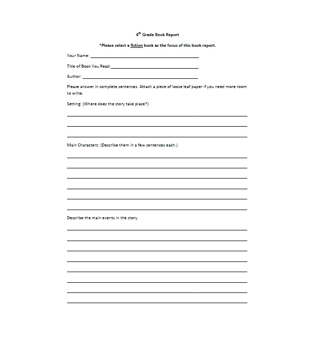 Book Report Templates Reading Worksheets Free Template Downloads