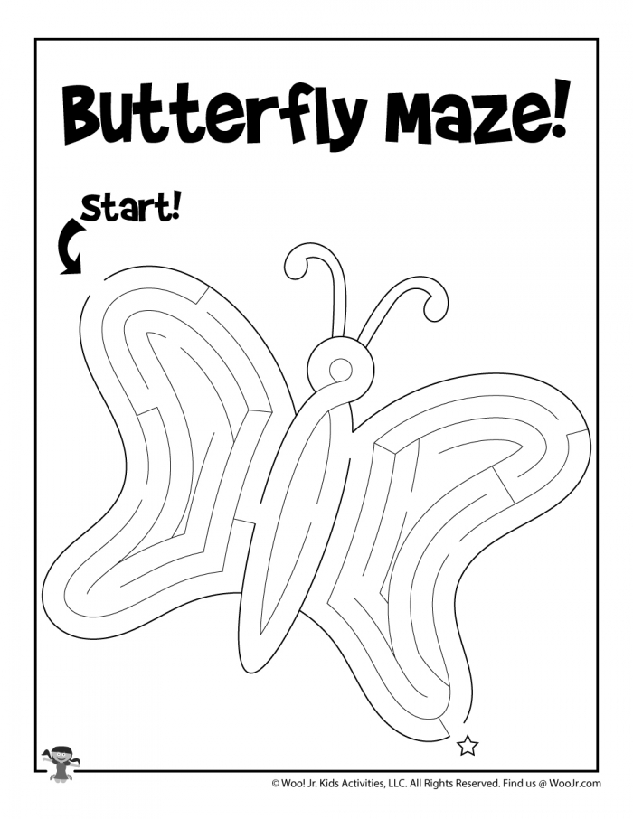 Butterfly Spring Maze Kids Activity Page