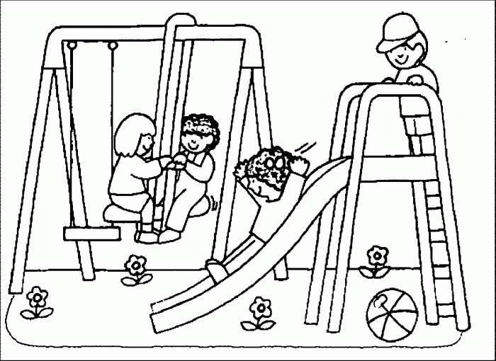 Playground Coloring Page Worksheets | 99Worksheets