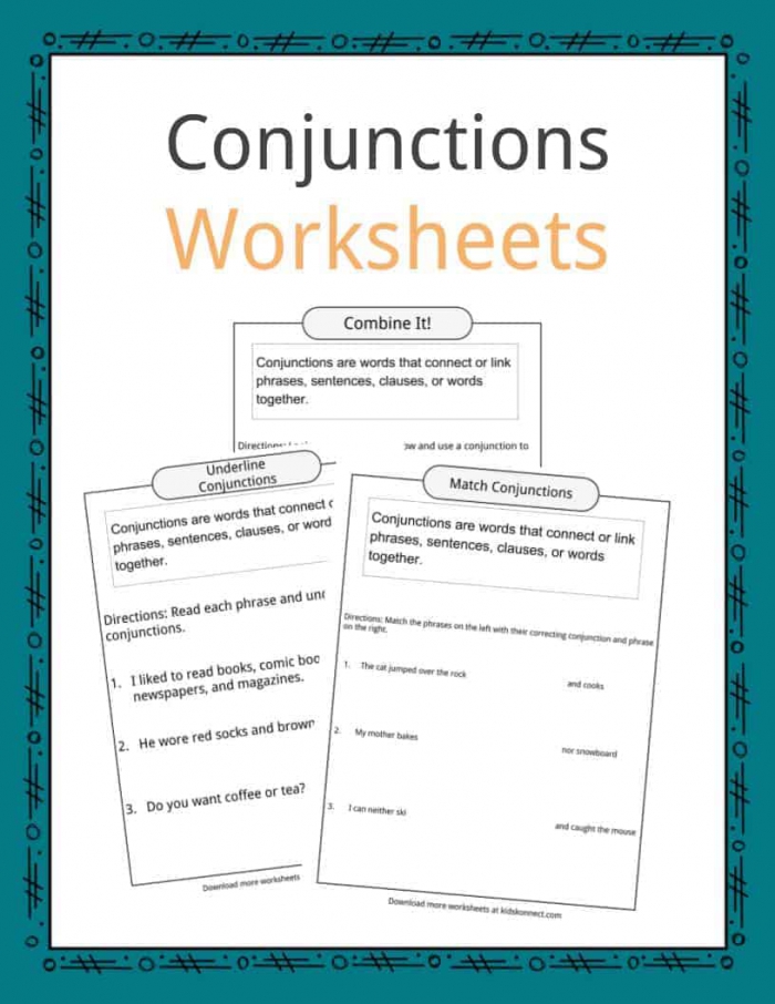 Conjunctions Examples  Definition   Worksheets For Kids