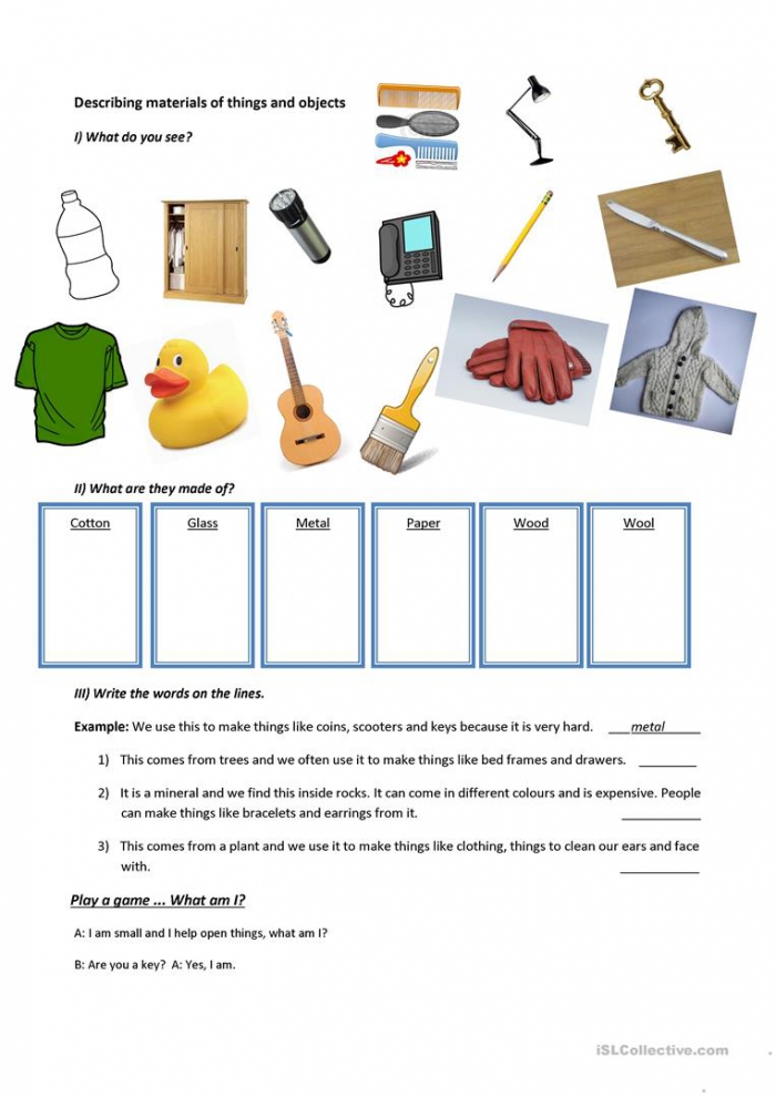 What Are Things Made Of Class 3 Worksheet