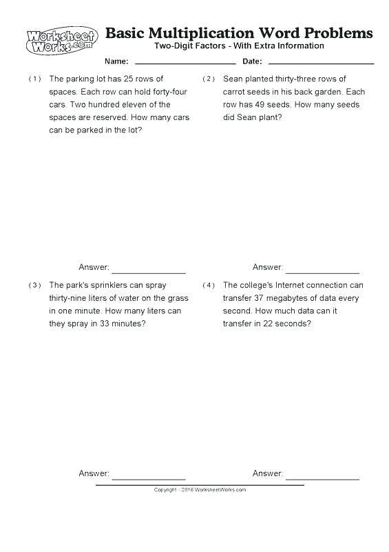 Digit By  Digit Multiplication Word Problems And Grade