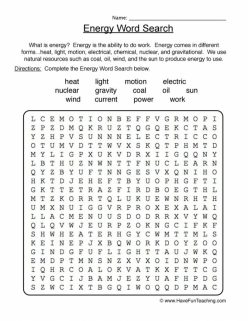 Energy Word Search