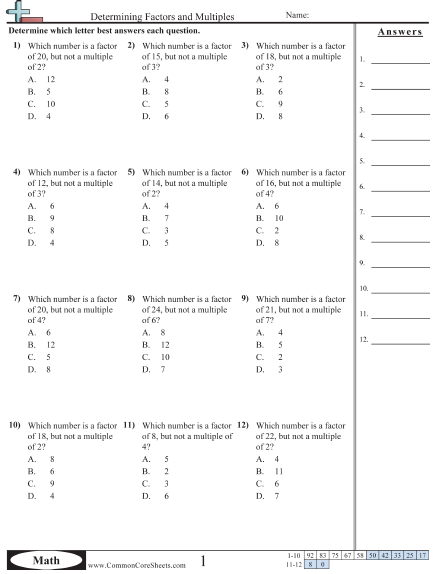 Factor Worksheets