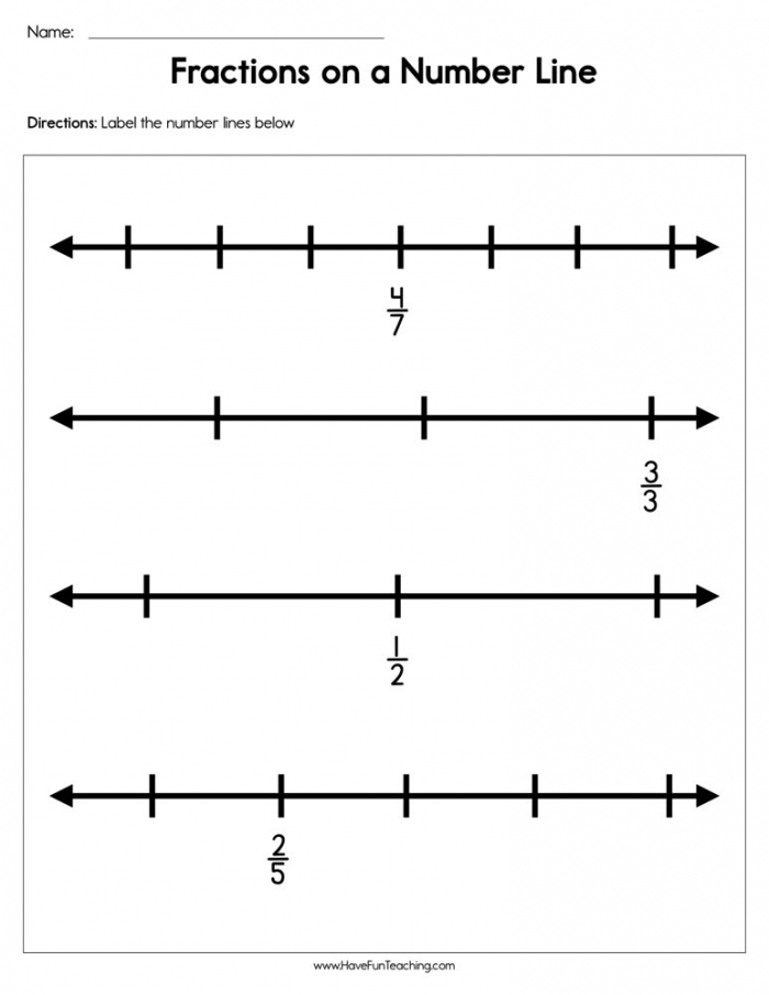Fractions On A Number Line Worksheet  Have Fun Teaching