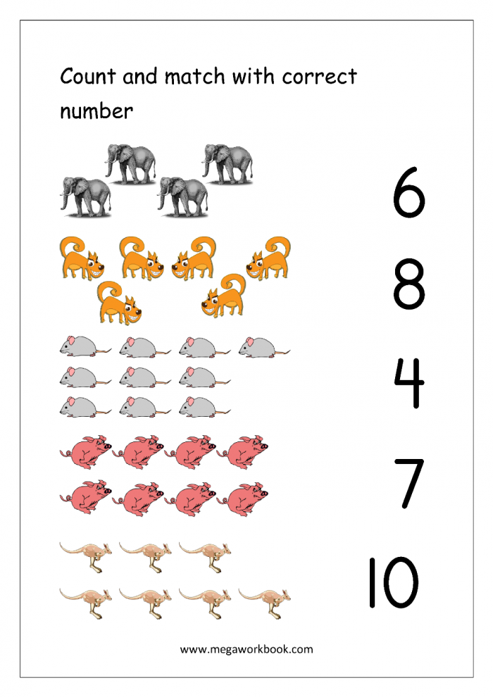 Matching Numbers And Quantities Worksheet Match Number To Quantity Worksheet Education Com 