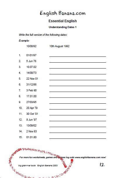 Free Printable Worksheets English Banana Esl Blog For Beginners In