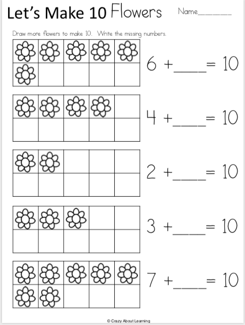 Free Spring Kindergarten Math Addition Worksheets