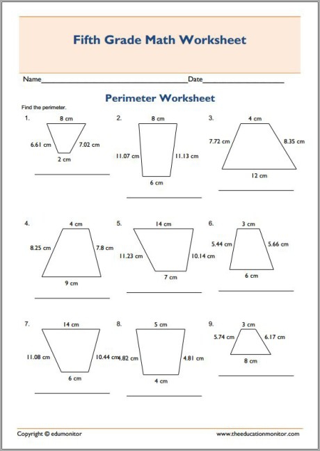Free Trapezoid Perimeter Worksheets