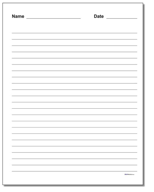 Kindergarten Printable Lined Writing Paper