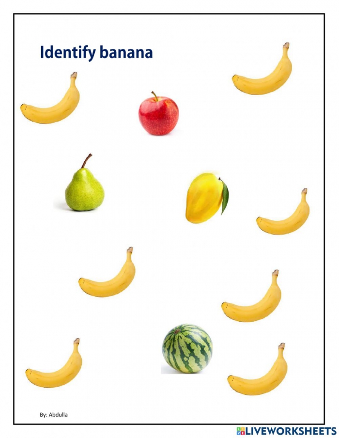 Identify Banana Worksheet