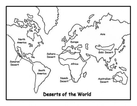 Map Of Deserts Coloring Page