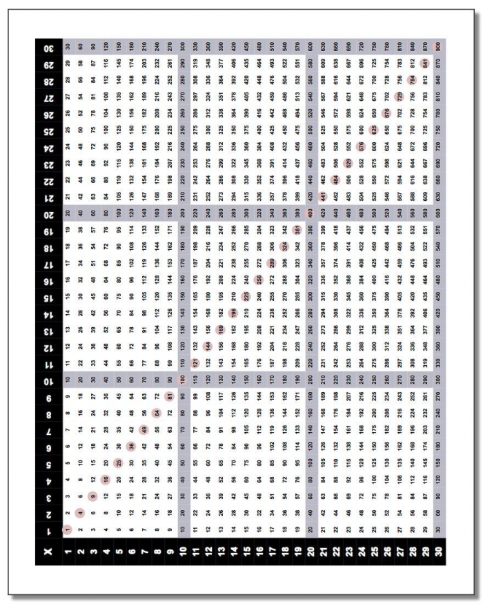 Multiplication Chart X Multiplication Chart