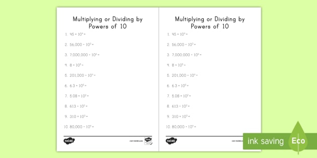Multiplying Or Dividing By Powers Of  Activity