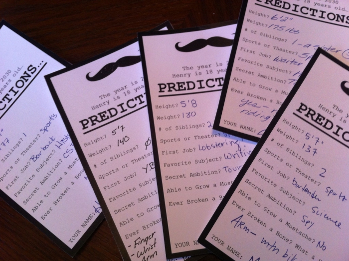 Prediction Cards To Fill Out At First Birthday