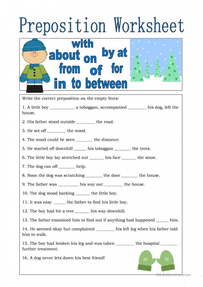 Preposition Worksheet